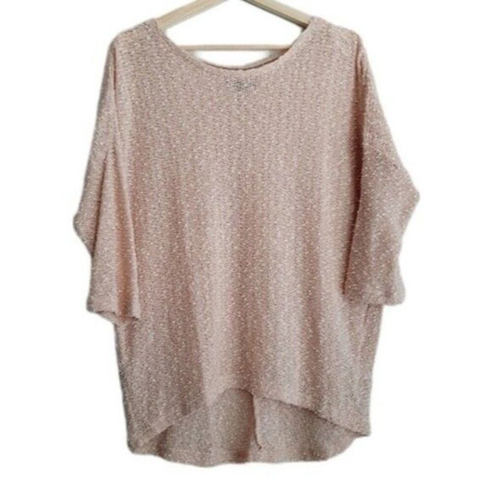 K is for Knitwear • NEWLOOK High-Low Hem Fine Knit Boucle Top Pink Sz 10